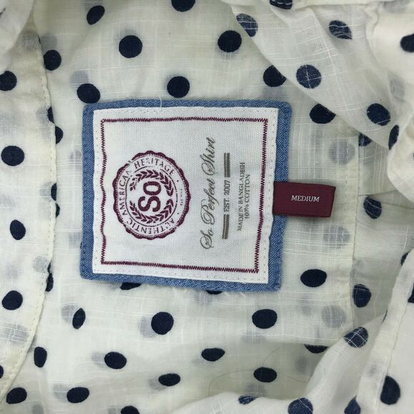 SO Sheer Women’s Button Down White Black Polka Down Top Size Medium - Picture 3 of 6